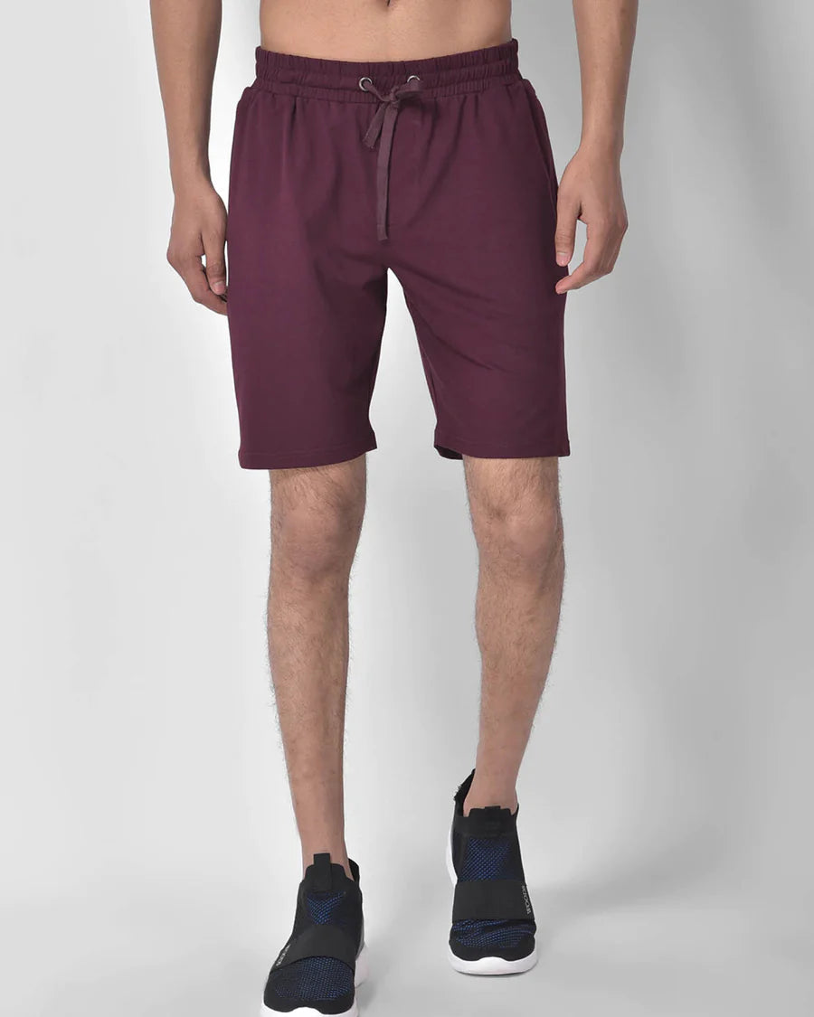 Men Wine Purple Shorts With 100% Cotton